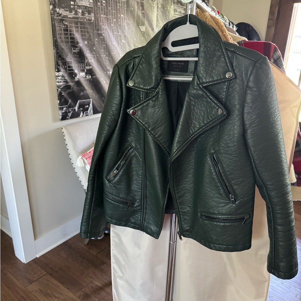 Zara Women's Green Leather Jacket